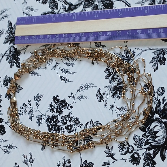 MONET Vintage Feminine Elegant Goldtone Mini Bead Multi-Strand Choker  Necklace - Picture 3 of 10